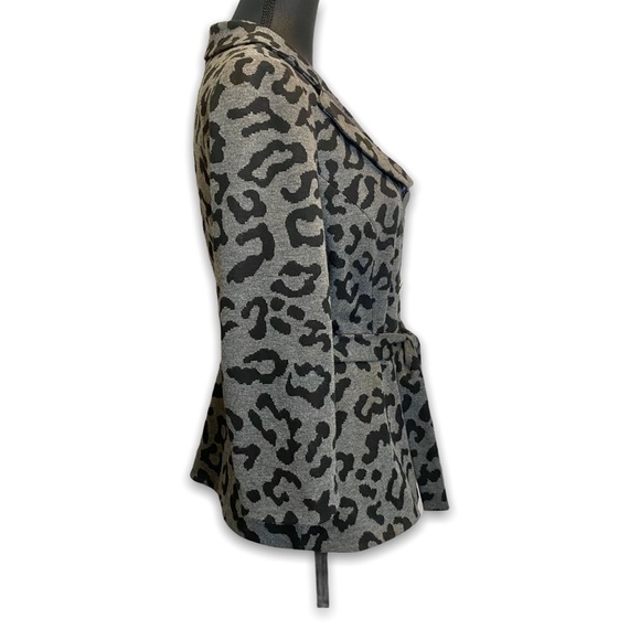 Sandro Animal Print Jacket Gray Black Medium - Picture 4 of 9